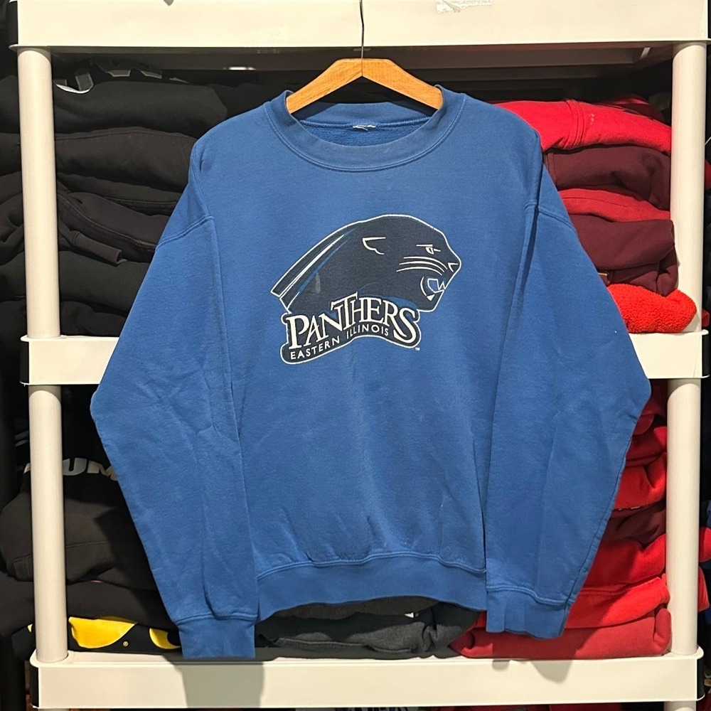 Vintage 90s Eastern Illinois University Faded Blue Mens Large Crenweck